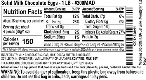 Madelaine Chocolates Easter Eggs (1 LB) Candy Solid Premium Milk Chocolate Foiled In A Variety Of and Floral Colors - Traditional Basket Mainstays
