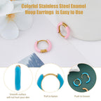 DICOSMETIC 9 Pairs Enamel Hoop Earring 15-16mm Colored Hoop Earrings 18K Gold Plated Huggie Hoops Earrings Small Cute Statement Earring Stainless Steel Fashion Jewelry Set for Women