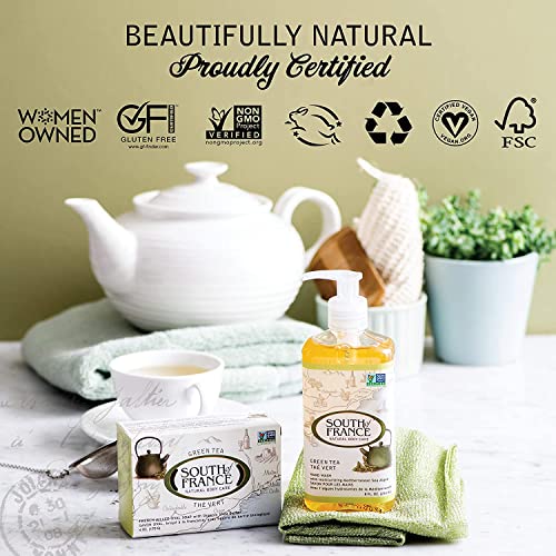 South Of France Natural Body Care Triple Milled Large 6OZ Bar Soap (Green Tea, 4 Bars)