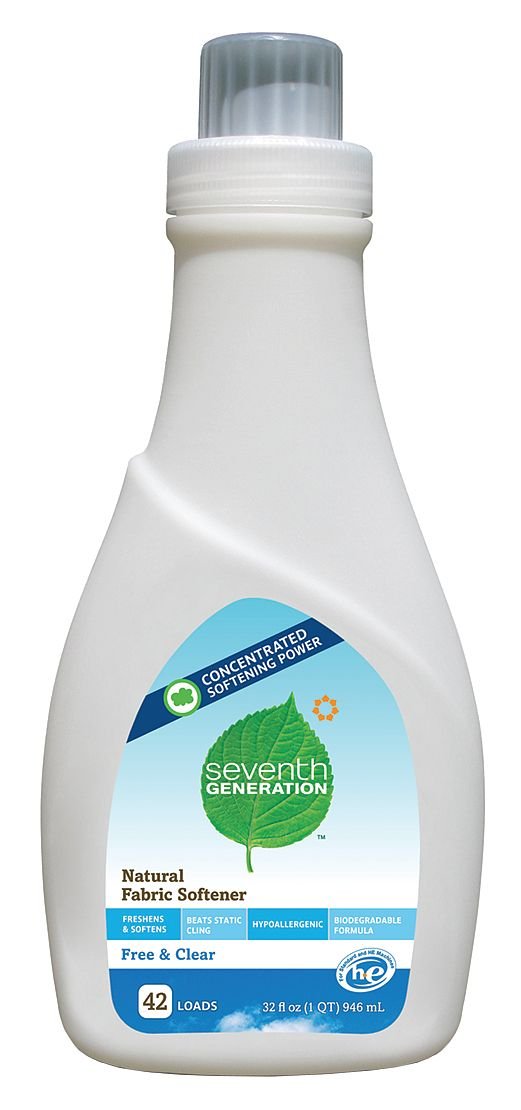 Seventh Generation Natural Liquid Fabric Softener, Free and Clear, 42 Loads, 32 Oz Bottle, 6/Carton