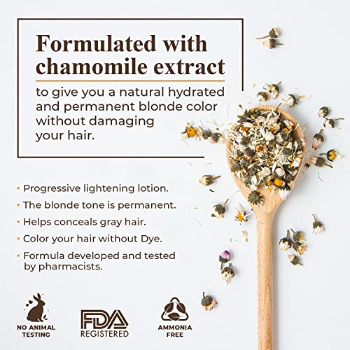 Camomila Intea Natural Blonde – Hair Lightener Spray with Chamomile Extract – Go blonder with this Gentle Color Hair Spray – No Ammonia or Parabens – Up to 4 Lighter Tones – 3.4oz (4 Pack)