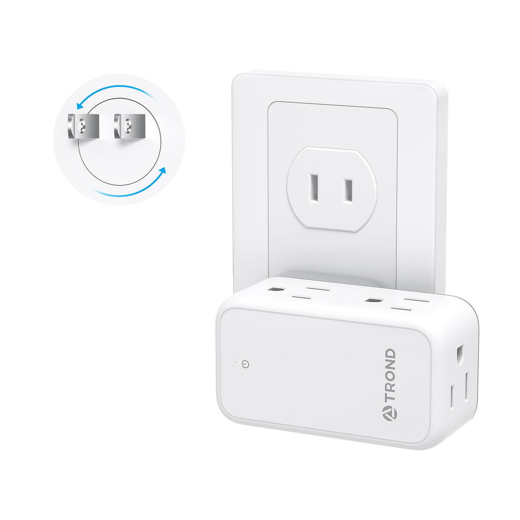 TROND 3 to 2 Prong Adapter, 2 Prong Outlet Adapter with 360° Rotating Plug, 6 AC Outlet Extender, Travel Power Splitter for US to Japan, Plug Extender for Old House Travel Essentials