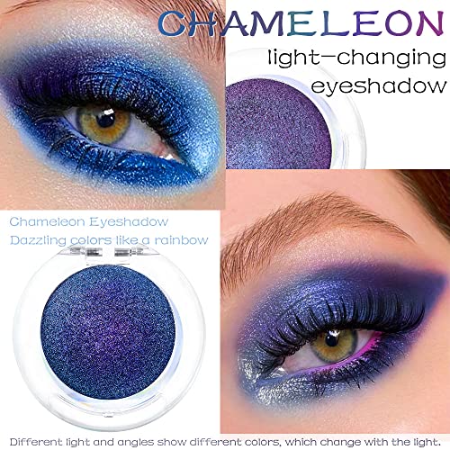 evpct 2Pcs Dark Royal blue Blue purple Duochrome MultiChrome Chameleon Rainbow Chrome Shimmer Eyeshadow Palette Set Loose High Pigment Metallic Holographic Eyeshadow Makeup Pallet, 2g, (02&04)