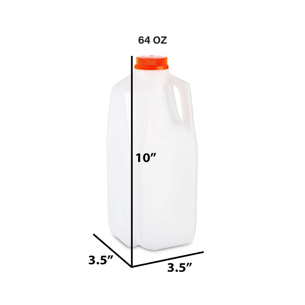 MT Products 64 Oz. Empty HDPE Plastic Juice/Milk Bottles with Tamper Evident Caps - Case of 60