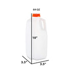 MT Products 64 Oz. Empty HDPE Plastic Juice/Milk Bottles with Tamper Evident Caps - Case of 60