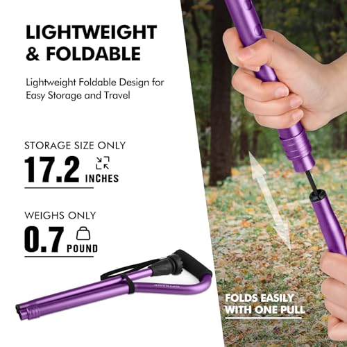 GPTCAMP Walking Cane and Walking Stick for Men Women,Lightweight Folding Canes with Offset Soft Cushioned Handle,Adjustable & Collapsible,Mobility & Leg Surgery Recovery