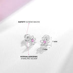 In Season Jewelry CZ Flower Kids Earrings - 925 Sterling Silver (Pink)