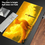 Playmats for Magic: The Gathering MTG Card Game Mat Plus 50 Pcs Card Sleeves, 24 x 14 inch TCG Mat with Stitched Edge for Commander Deck Duskmourn Board Game, Golden Chocobo