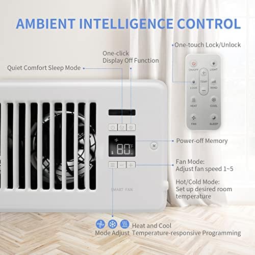 Super Quiet Register Booster Fan 4" x 10" - Intelligent Thermostat Control Vent Fan Booster - Cooling Heating Smart Register Vent - White