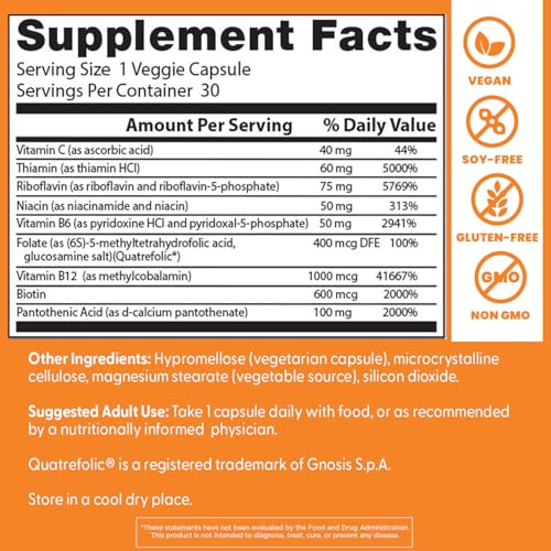 Doctor's BEST Fully Active B Complex, Energy & Cellular Support, Non-GMO, Gluten Free, Soy Free, Vegan 30 Veggie Caps,(Pack of 2)