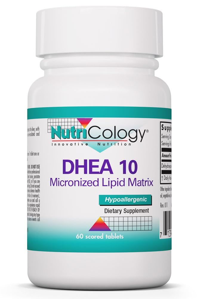 Nutricology DHEA 10 mg - Micronized Lipid Matrix Tablets - Hormone & Endocrine Support - Enhanced Absorption Formula - Hypoallergenic - 60 Servings - 60 Tablets
