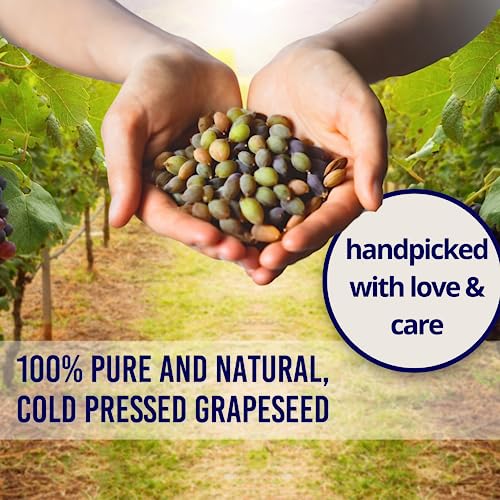 Grapeseed Oil 33.8 Fl Oz - Pack of 2 x 16.9 Fl Oz - 100% Pure and Natural and Cold Pressed