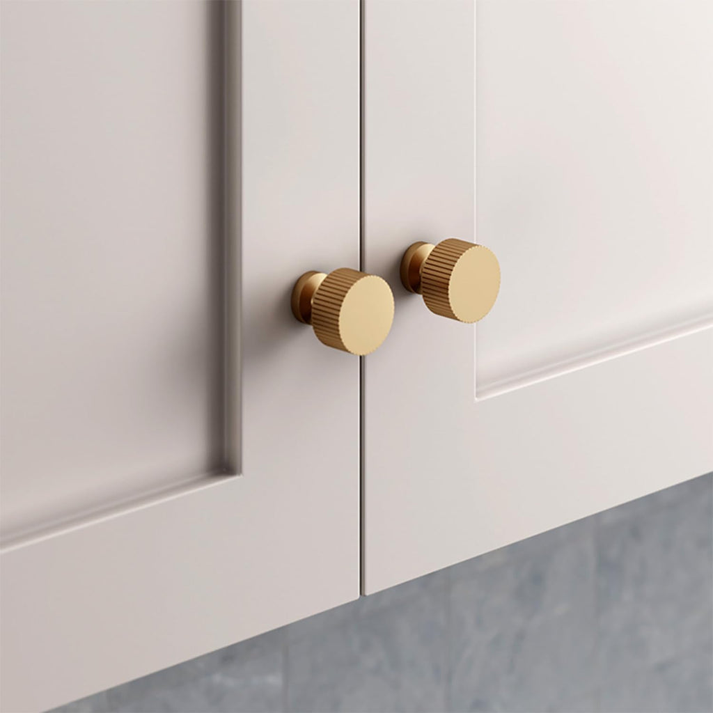 RZDEAL 6pcs Solid Brass Cabinet Knobs Pulls Cabinet Drawer Dresser Gold Knobs Modern Handles (1"x1"/25mmx25mm),Brushed Brass Finish