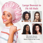 2pcs Double Layer Two-Color Satin Silk Hair Bonnet for Sleeping Women, Reversible Sleep Bonnets for Women, Wide Band Sleep Cap for Curly Hair Braids