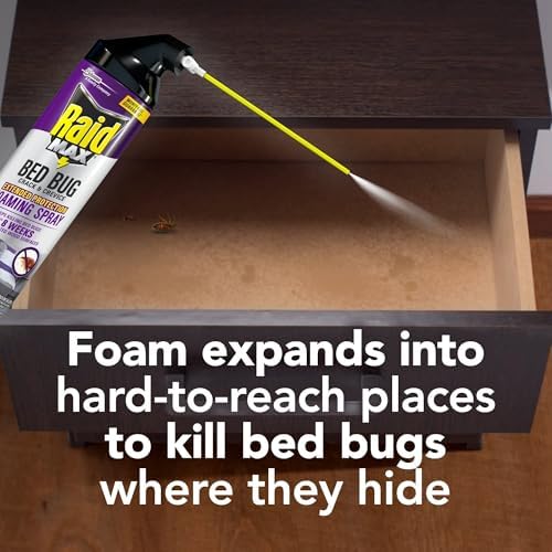 Raid Max Bed Bug Crack & Crevice Extended Protection Foaming Spray, Kills Bed Bugs for up to 8 weeks on Laminated Woods and Surfaces, 17.5 oz