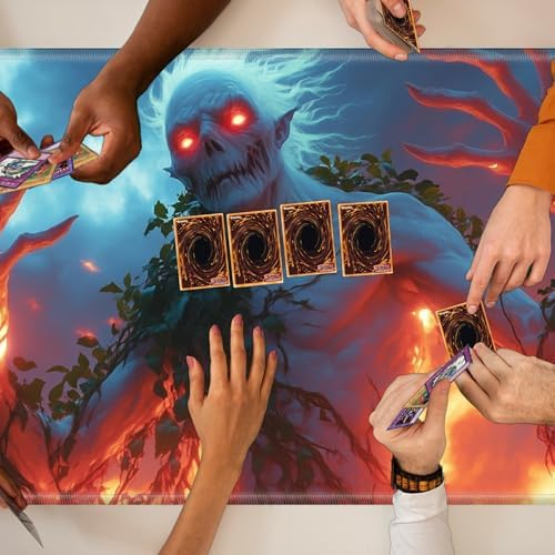 Playmats for Magic: The Gathering MTG Card Game Mat Plus 50 Pcs Card Sleeves, 24 x 14 inch TCG Mat with Stitched Edge for Commander Deck Duskmourn Board Game, Arborist Fire