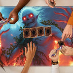 Playmats for Magic: The Gathering MTG Card Game Mat Plus 50 Pcs Card Sleeves, 24 x 14 inch TCG Mat with Stitched Edge for Commander Deck Duskmourn Board Game, Arborist Fire