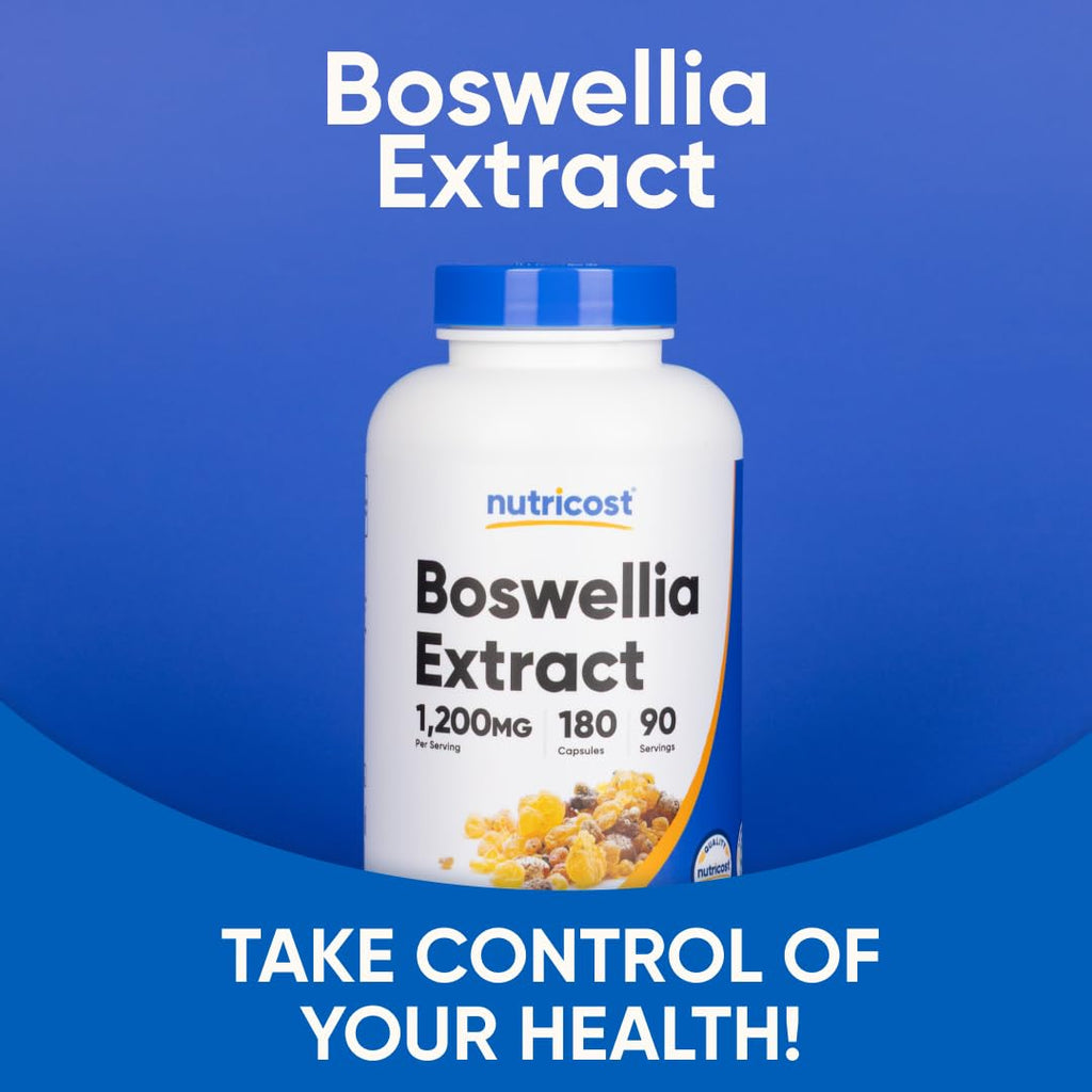 Nutricost Boswellia Extract 1,200mg Per Serving, 180 Capsules for 90 Servings Per Bottle - Standardized to 65% Boswellic Acid, Gluten Free and GMO Free, Vegan