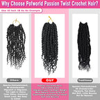 9 Pack Passion Twist Crochet Hair 10 Inch Pre-twisted Passion Twist Hair Pre Looped Boho Crochet Braids Hair for Women Girls and Kids (10Inch,1B)