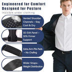 Posture Corrector for Women & Men, Adjustable Upper Back Brace with Anti-Chafing Pads for Neck/Shoulder/Back Pain Relief, Breathable Invisible Posture Brace for Office, Driving, Fitness. (Black, Large)