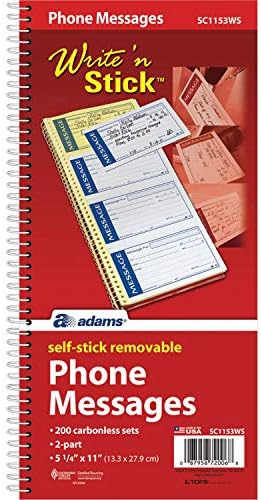 Adams Write 'N Stick Message Pad, 2-Part, Carbonless, Blue, 5-1/4" x 11", 200 Sets per Book (SC1153WS) & Money and Rent Receipt Book, 2-Part Carbonless, 5-1/4" x 11", Spiral Bound