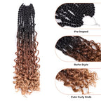 ToyoTress Boho Island Twist Crochet Hair - 12 Inch 8 Packs Long Ombre Brown 3 Tones Boho Havana Twist Crochet Braids Synthetic Braiding Hair (18 Inch,OT30/27-8P)