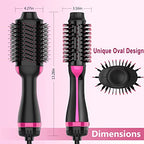 Hair Dryer Brush, 4 in 1 One Step Hair Dryer and Styler Volumizer, Professional Hot Air Brush with Negative Ion Anti-frizz Blowout for Drying, Straightening, Salon, Black Pink