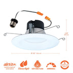 HALO 5 inch / 6 inch LED Recessed Light Trim with 5 Color Temperatures, Dimmable Baffle Can Lights for Ceiling, 6-Pack. 750 Lumens LT56079FS1EWHR6PK