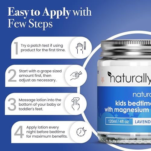 Kids Magnesium Bedtime Lotion with Vitamin D | Support for Sleep, Heart, Bone, Nerve, Gut and Muscle Health | Alternative to Melatonin | Lavender & Chamomile 4.2 fl oz