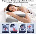 SUTERA - Dream Deep Contour Memory Foam Pillow, Orthopedic Cervical Support for Neck, Shoulder and Back Pain Relief, Ergonomic Pillow for Side, Back and Stomach Sleepers, Washable Cover - White+Bag