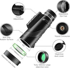 Monocular-Telescope 80x100 High Powered Monoculars High Definition for Adults High Powered with Smartphone Adapter Telescope Hunting Wildlife Bird Watching Travel Camping Hiking-Black