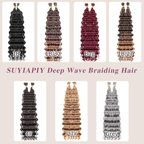 Boho Hair for Braiding Deep Wave 8 Packs,Bulk Hair for Boho Braids Curly Bohemian Wet and Wavy Braiding Hair No Weft 1B/30,18 Inch