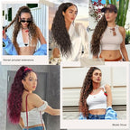 ALXNAN Claw Clip Ponytail,30 Inch Black Ponytail Extension for Women Synthetic Long Curly Wavy Clip in Ponytail Hair Extensions Synthetic Hairpiece for Daily Party Use