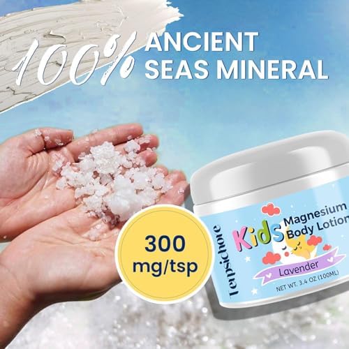 Magnesium Lotion for Kids Sleep & Calm: Natural Bedtime Lotion Relaxation & Relieves Stress - Topical Magnesium Cream with Soothing Lavender, Shea Butter, Vitamin E - for Babies, Toddlers & Juniors