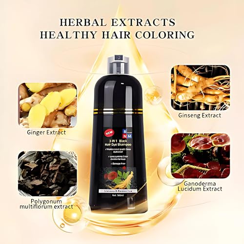 Hair Dye Shampoo for Gray Hair – 3-in-1 Natural Color, Shampoo & Conditioner – Ammonia-Free, Long-Lasting – 500ml – Quick & Easy Coverage for Men & Women (Dark Wine Red)