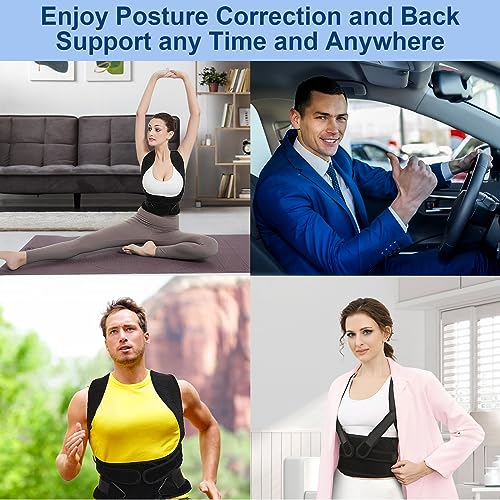 Back Brace Posture Corrector for Women and Men, Upgraded Adjustable Back Support for Upper and Lower Back Pain Relief, Shoulder Straightener for Scoliosis, Hunchback,Thoracic, Waistline-M(31.9"-37.4")