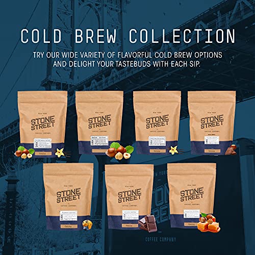 Stone Street Cold Brew Flavored Coffee, Natural Chocolate Hazelnut Flavor, Low Acid, 100% Colombian, Gourmet Coffee, Coarse Ground, Dark Roast, 1 LB