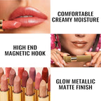 Oulac Matte Lipstick with Metallic Shine, Comfortable Creamy Texture, Smooth No Grainy Feeling, Vegan & Gluten Free, Full-Coverage Lip Colour 4.3 g, GM15 She's A Lover