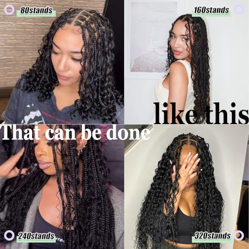 Pre-Divided Human Braiding Hair for Boho Braids Water Deep Wave Human Hair Bulk for Braiding Curly Human Hair for Boho Locs Boho Crochet Braids Human Hair Extensions (1B, 22"-160Strands)