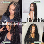 Pre-Divided Human Braiding Hair for Boho Braids Water Deep Wave Human Hair Bulk for Braiding Curly Human Hair for Boho Locs Boho Crochet Braids Human Hair Extensions (1B, 22"-160Strands)