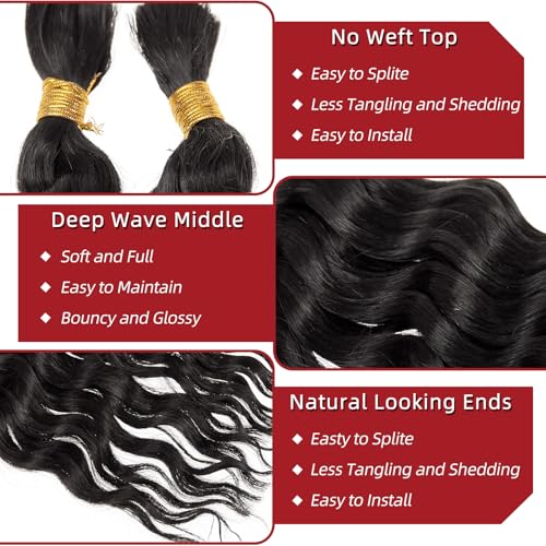 YXCHERISHAIR 8 Packs Boho Hair For Braiding Curly Braiding Hair for Boho Braids Ombre Deep Wave Bohemian Hair Extensions No Weft (1B, 14inch)