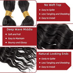 YXCHERISHAIR 8 Packs Boho Hair For Braiding Curly Braiding Hair for Boho Braids Ombre Deep Wave Bohemian Hair Extensions No Weft (1B, 14inch)