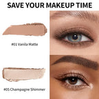 FV Waterproof Eyeshadow Stick Duo,Long-Lasting Cream Eye Shadow Makeup Sets, High Pigmented Eyeshadow Pencil with Matte & Shimmer Finish, Natural Look (Vanila & Champagne)