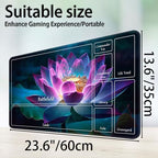 for MTG Game Playmat, for Magic TCG Rubber Play mat,Tabletop Card Playmats with Smooth Surface,Trading Card Inked Game Mat with New Zones,Battle Game,Colorful Glowing Lotu