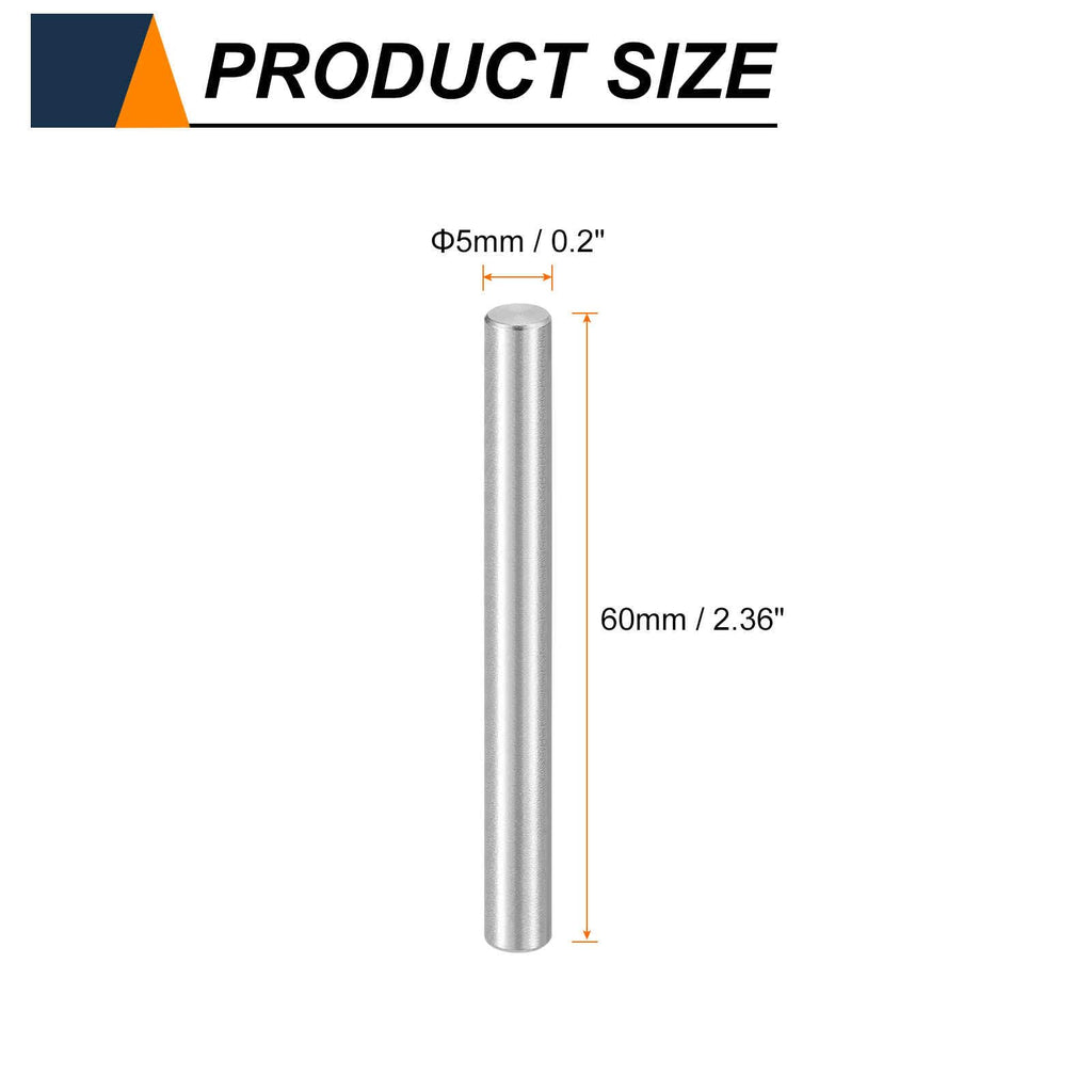 HARFINGTON 50pcs Dowel Pins M5(5mm) x 60mm 304 Stainless Steel Cylindrical Shelf Support Peg Pin Rod Fasten Elements for Metal Devices Wood Furniture DIY Installation, Silver
