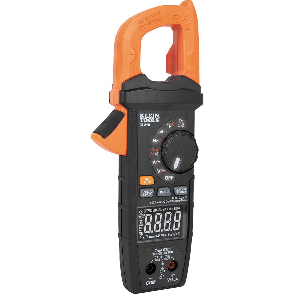 Klein Tools CL810 Digital Clamp Meter, Auto Ranging TRMS, AC/DC Volt/Current, LoZ, Continuity, Frequency, Capacitance, NCVT, Temp, More 1000V, Flashlight