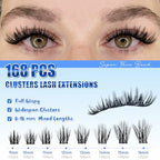 Lash Clusters Kit 9mm-16mm Eyelash Clusters C curl Lash Extension Kit Individual Lashes Cluster DIY Wispy Volume Lashes Natural Eye Lash Clusters False Mink Lash Trays with Lash Bond&Tweezers