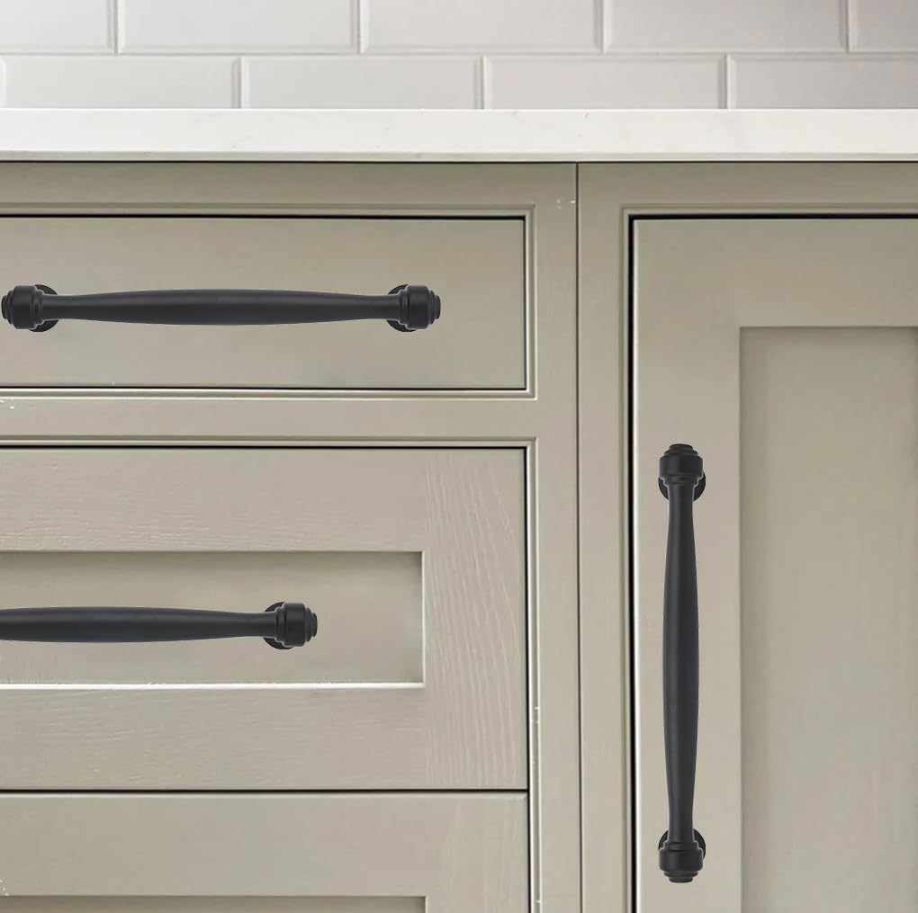 khtumeware 10 Pack 5 Inch(128mm) Black Cabinet Pulls Black Kitchen Matte Black Cabinet Handles Kitchen Cabinet Hardware for Cupboard Drawer Handles Dresser Pulls