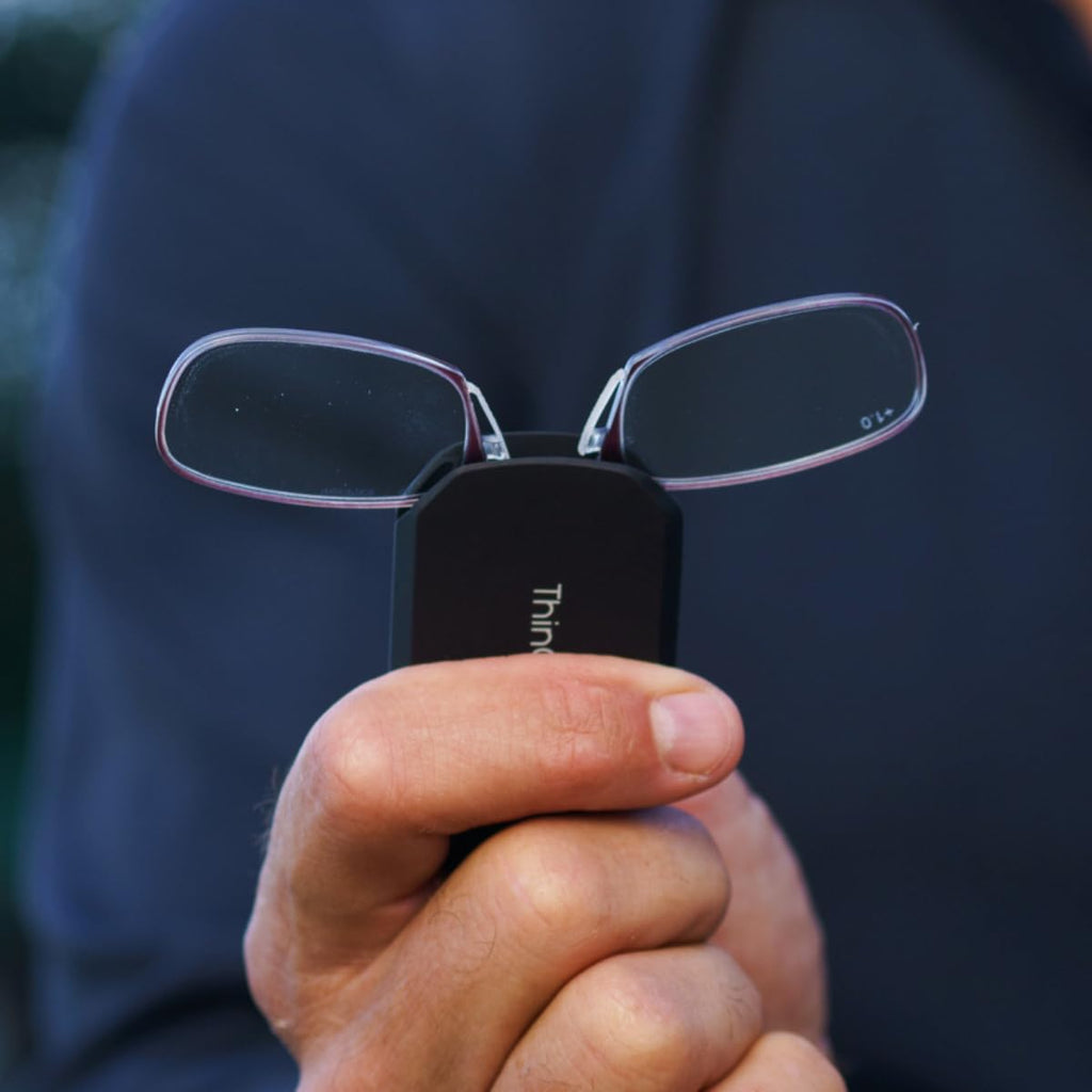 Always With You by ThinOptics Keychain Reading Glasses - Slim, Folding Armless Pocket Readers with Protective Keychain Case - Lightweight, Durable & Convenient - Black, Black 1.0x