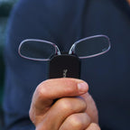 Always With You by ThinOptics Keychain Reading Glasses - Slim, Folding Armless Pocket Readers with Protective Keychain Case - Lightweight, Durable & Convenient - Silver, Clear 2.5x